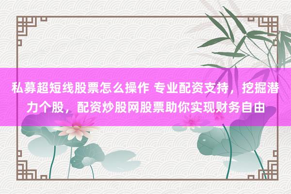 私募超短线股票怎么操作 专业配资支持，挖掘潜力个股，配资炒股网股票助你实现财务自由